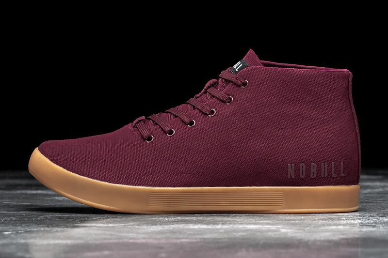 Women\'s Nobull Cabernet Gum Canvas Mid Trainers Dark / Red | SG Q2923M